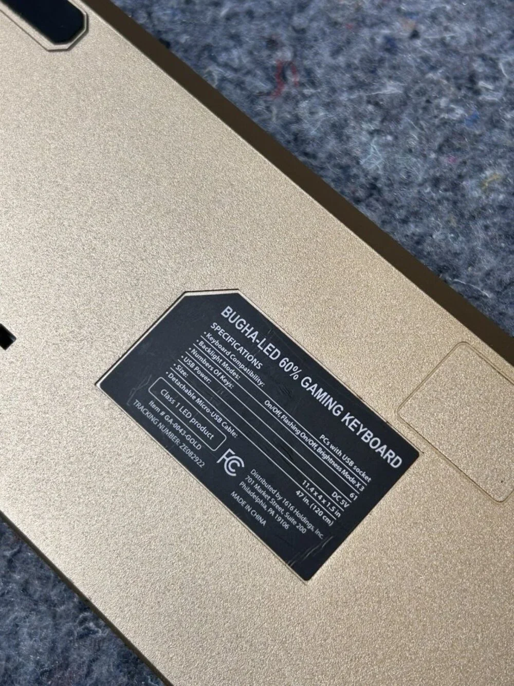 Bugha Limited Edition Gold LED Gaming 60% Keyboard GA-0043-Gold